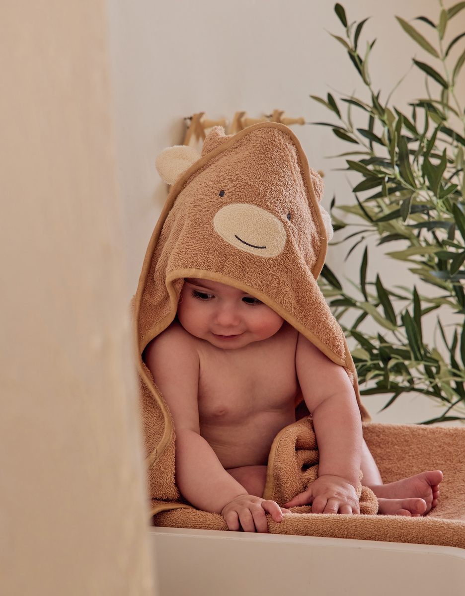 Badcape 75x75cmin beige badstof – Fluffy
