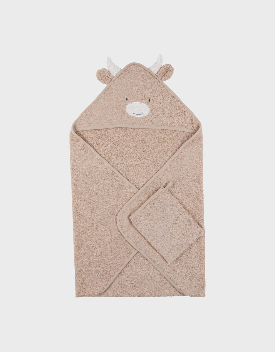Badcape 75x75cmin beige badstof – Fluffy
