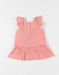 Flared dress in cotton muslin, coral