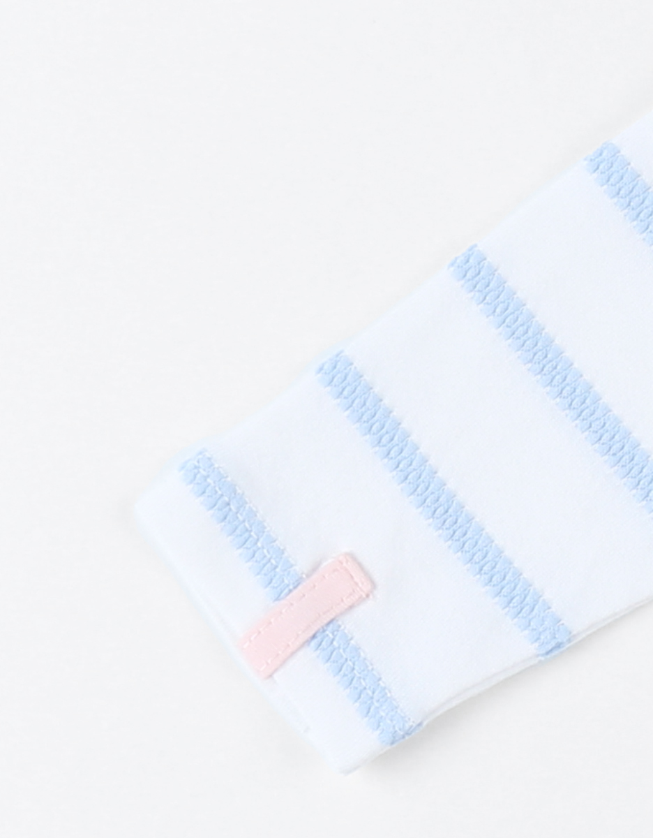 Jersey striped 1-piece pyjamas, off-white/light blue