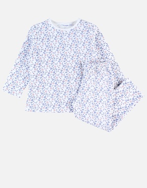 Jersey 2-delige pyjama met bloemenprint, ecru