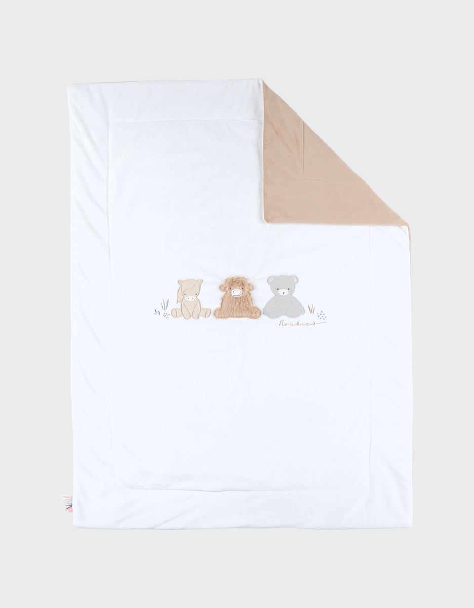 Couverture brodée écrue 75x100 cm en Veloudoux®