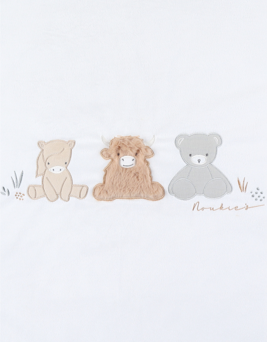 Couverture brodée écrue 75x100 cm en Veloudoux®