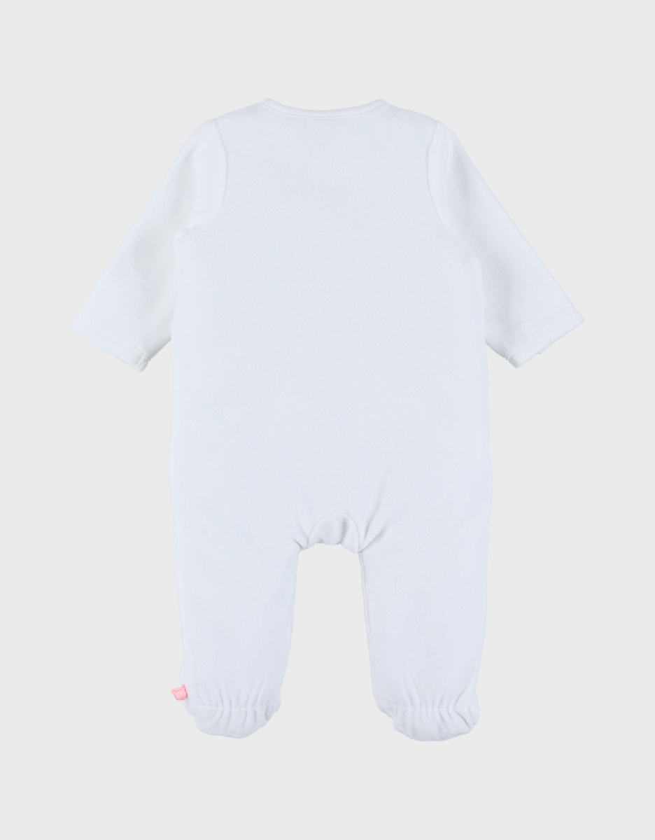 Witte velours pyjama met borduursel – Fluffy
