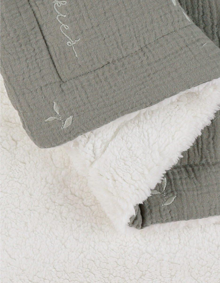 75x100cm muslin and sherpa blanket – khaki
