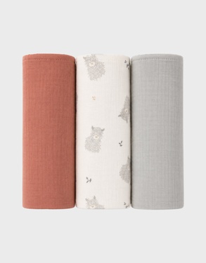 Set van 3 mousseline doeken 70x70cm – Fluffy, Orso & Lily
