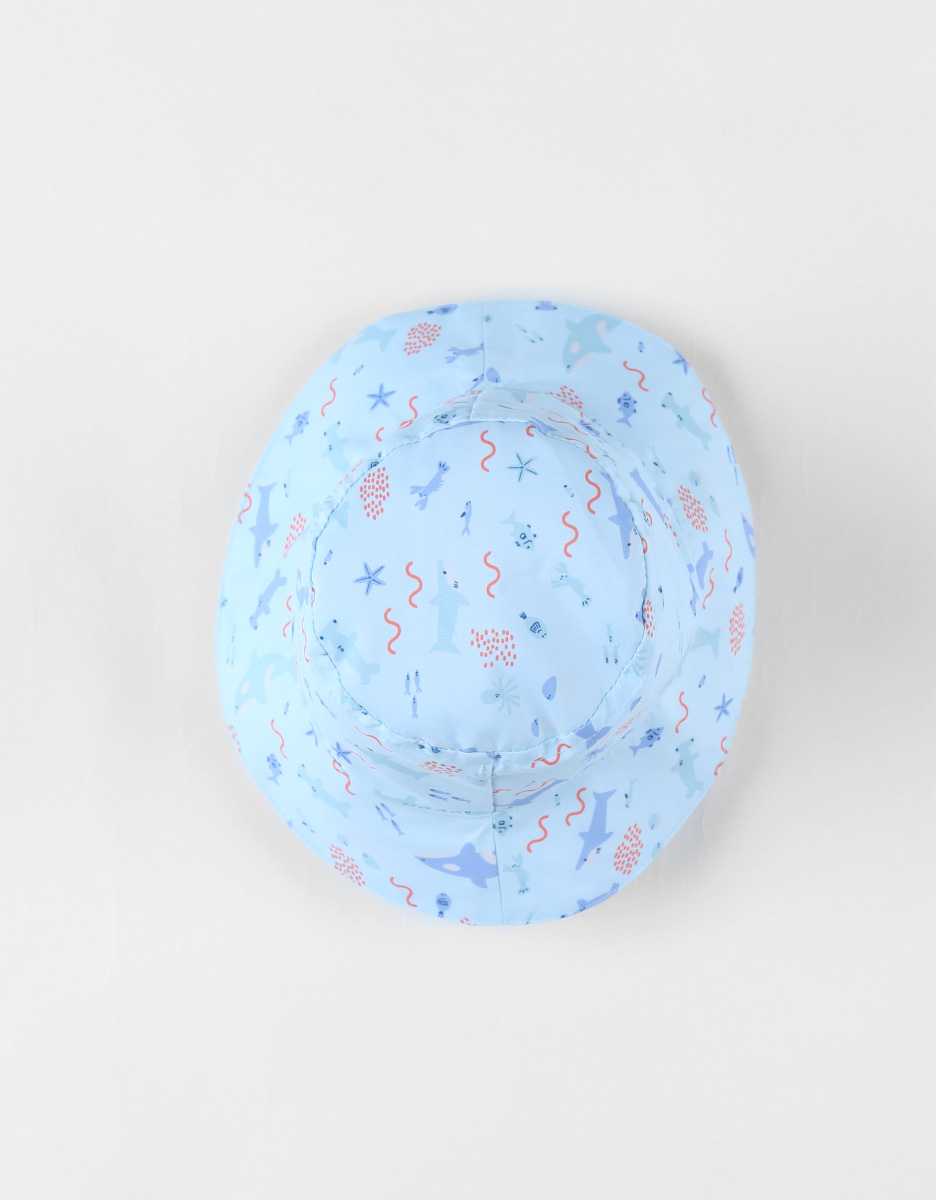 Chapeau réversible à imprimés animalier, bleu marine