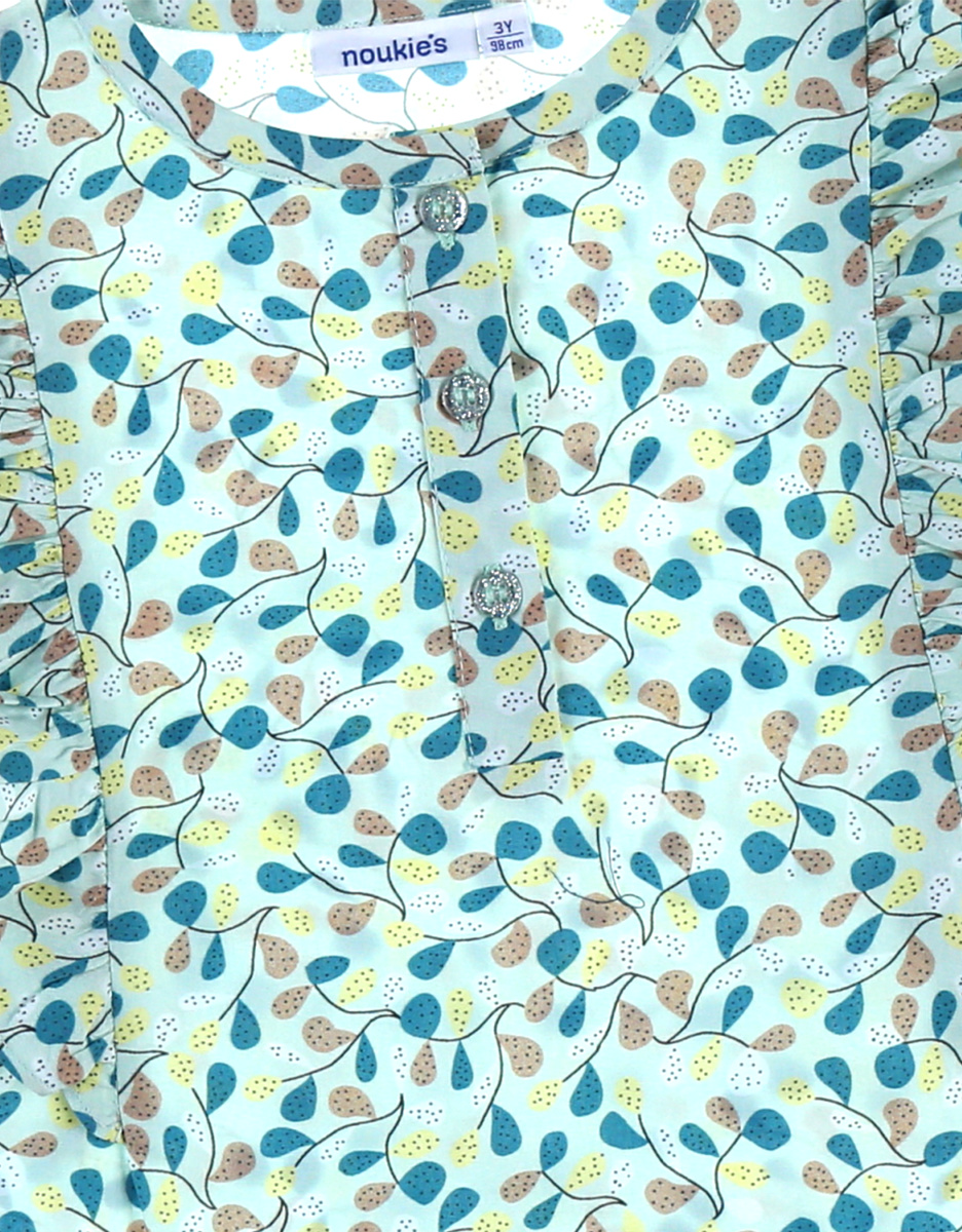 Sleeveless blouse with prints, aqua