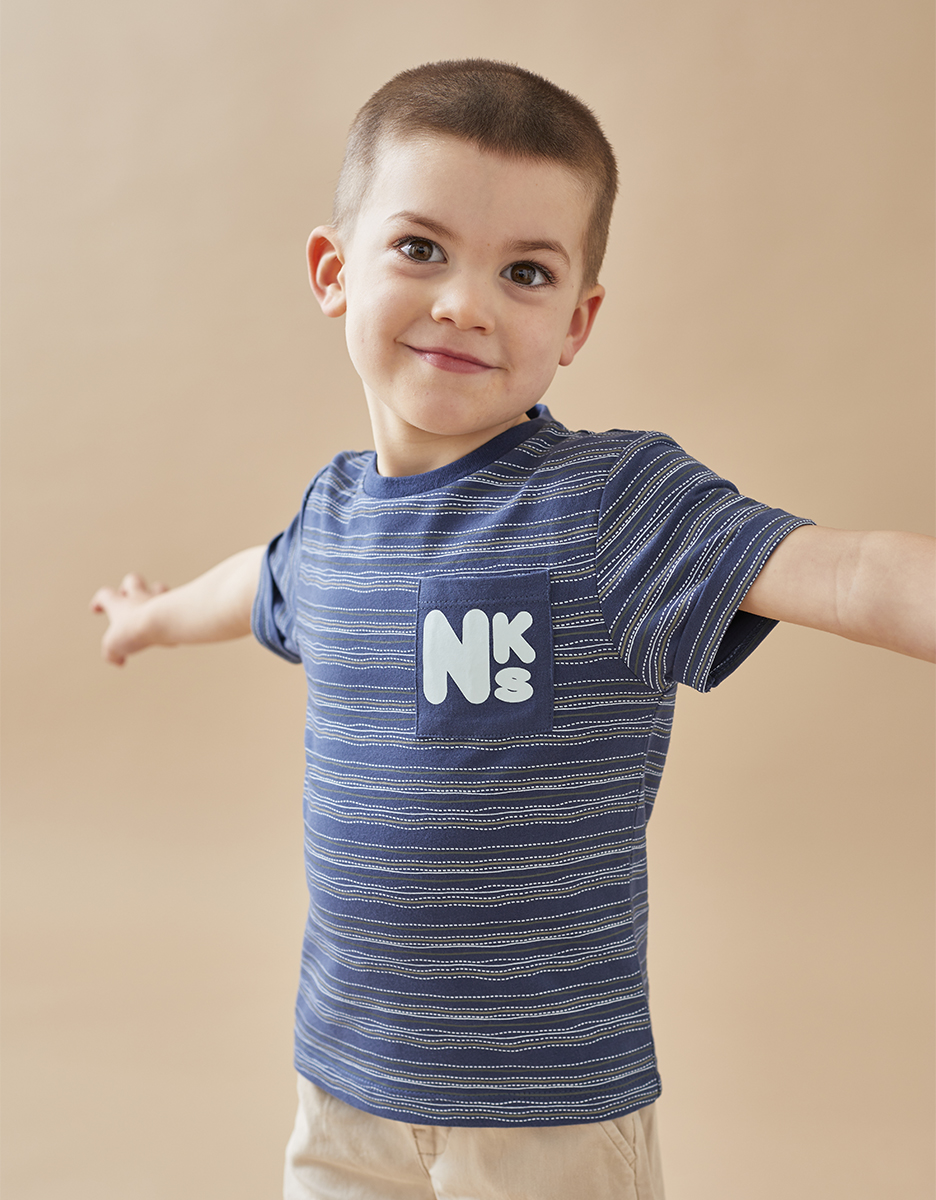Organic cotton striped t-shirt, navy