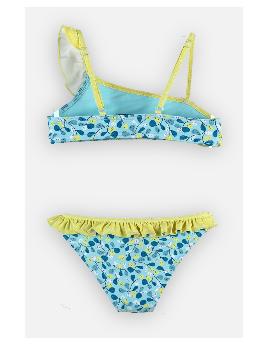 Bedrukte bikini, aqua/limoen