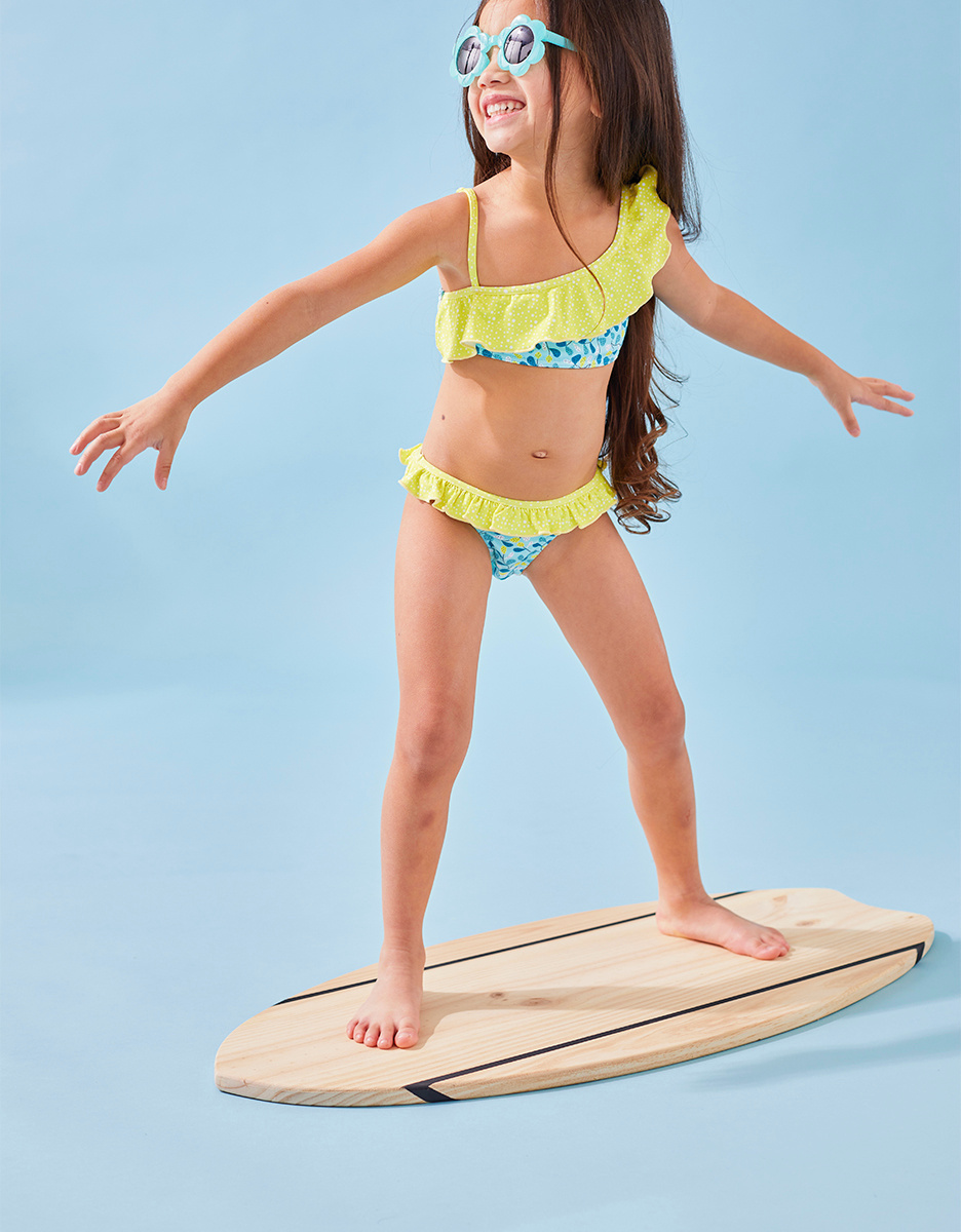 Bedrukte bikini, aqua/limoen