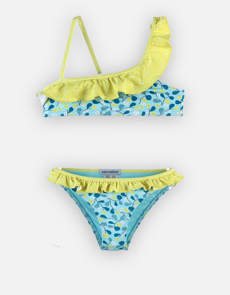 Printed bikini, aqua/lime