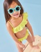 Bedrukte bikini, aqua/limoen