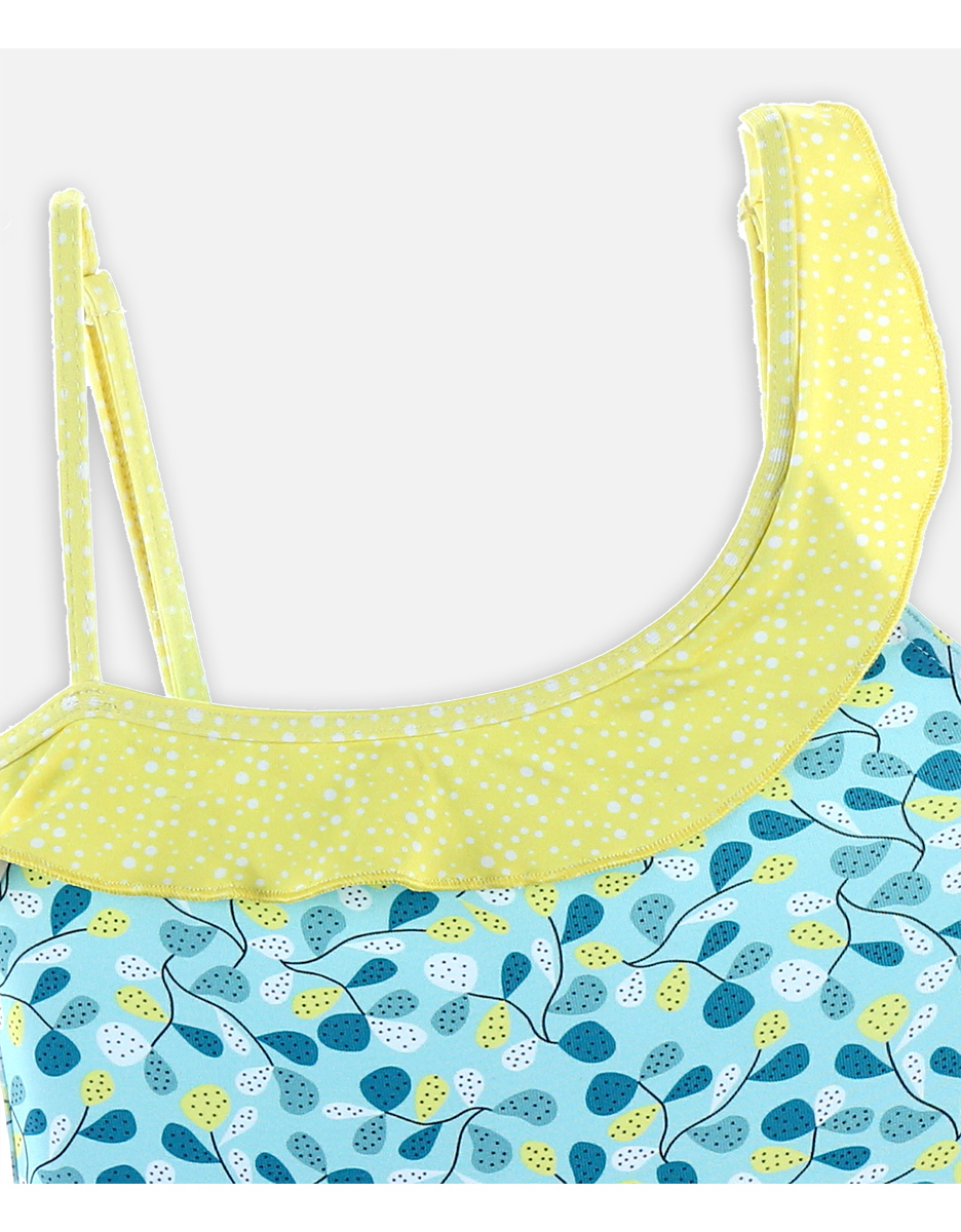 Swimsuit with prints, aqua/lime