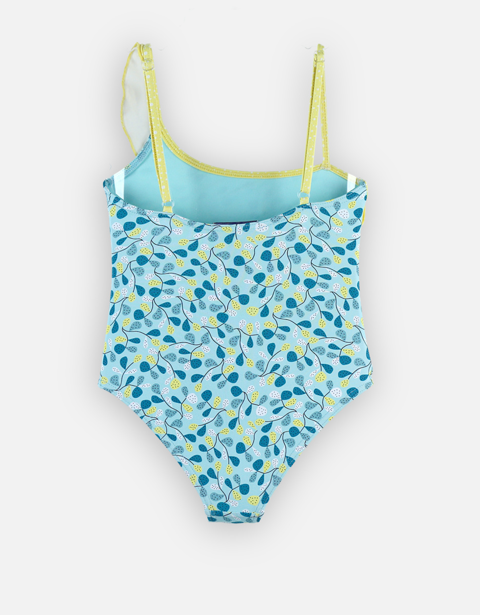 Swimsuit with prints, aqua/lime