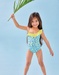 Swimsuit with prints, aqua/lime