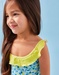 Swimsuit with prints, aqua/lime