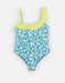 Swimsuit with prints, aqua/lime