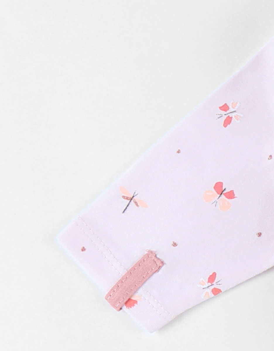 Jersey butterfly print 1-piece pyjamas, light pink