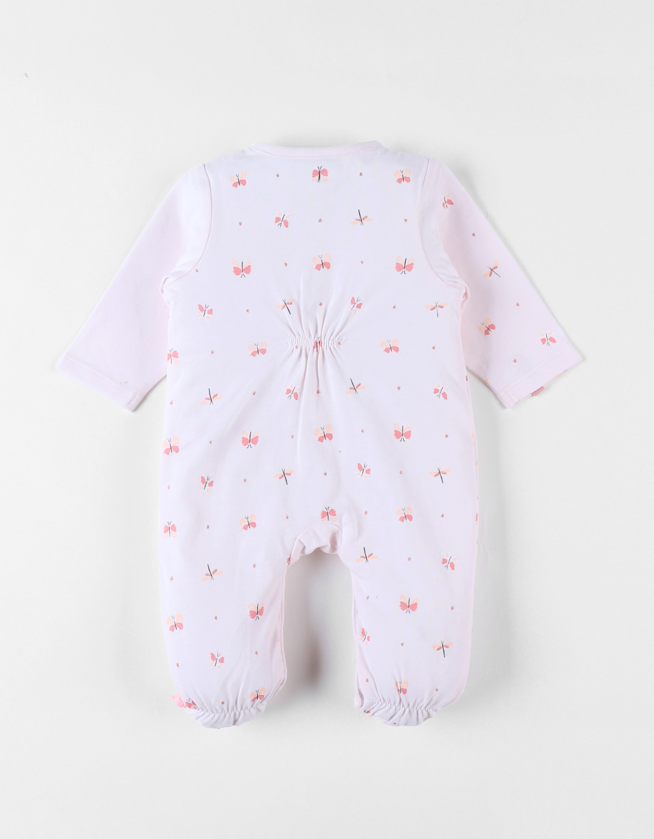 Jersey butterfly and giraffe print 1-piece pyjamas, light pink