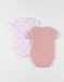 Set of 2 giraffe and butterfly cotton bodysuits, blush/light pink.