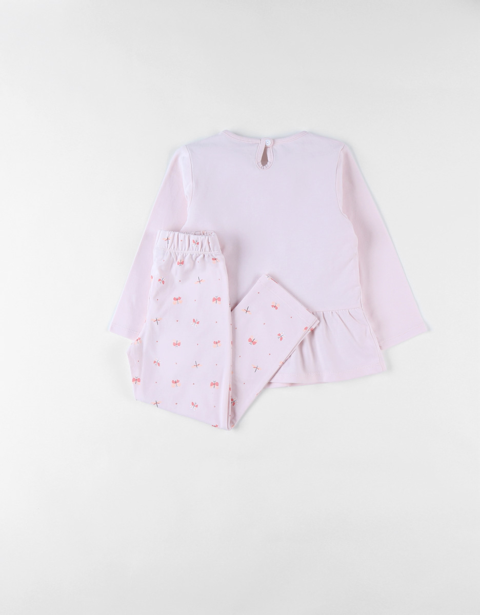 Jersey 2-delige libelle-print pyjama, lichtroze