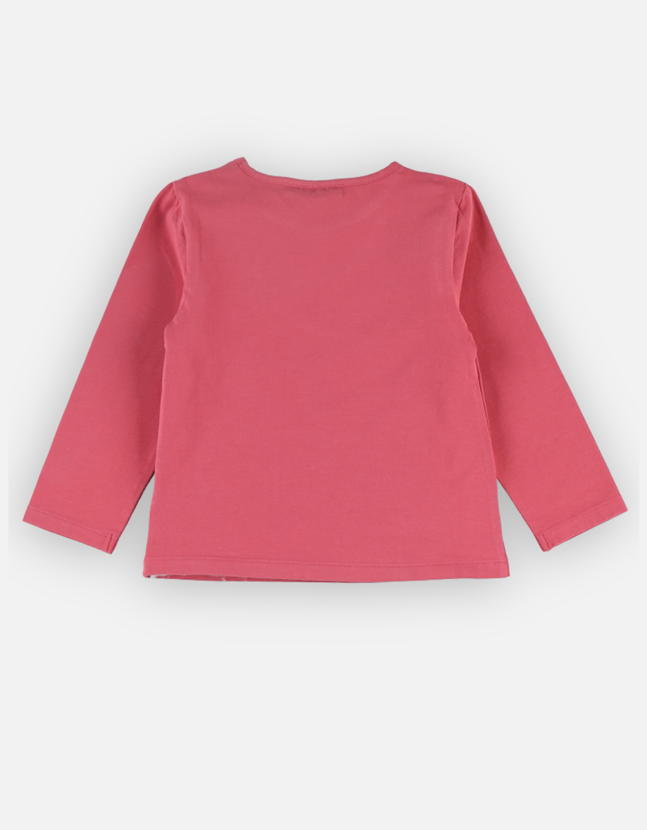 "Love" t-shirt met lange mouwen, framboosrood