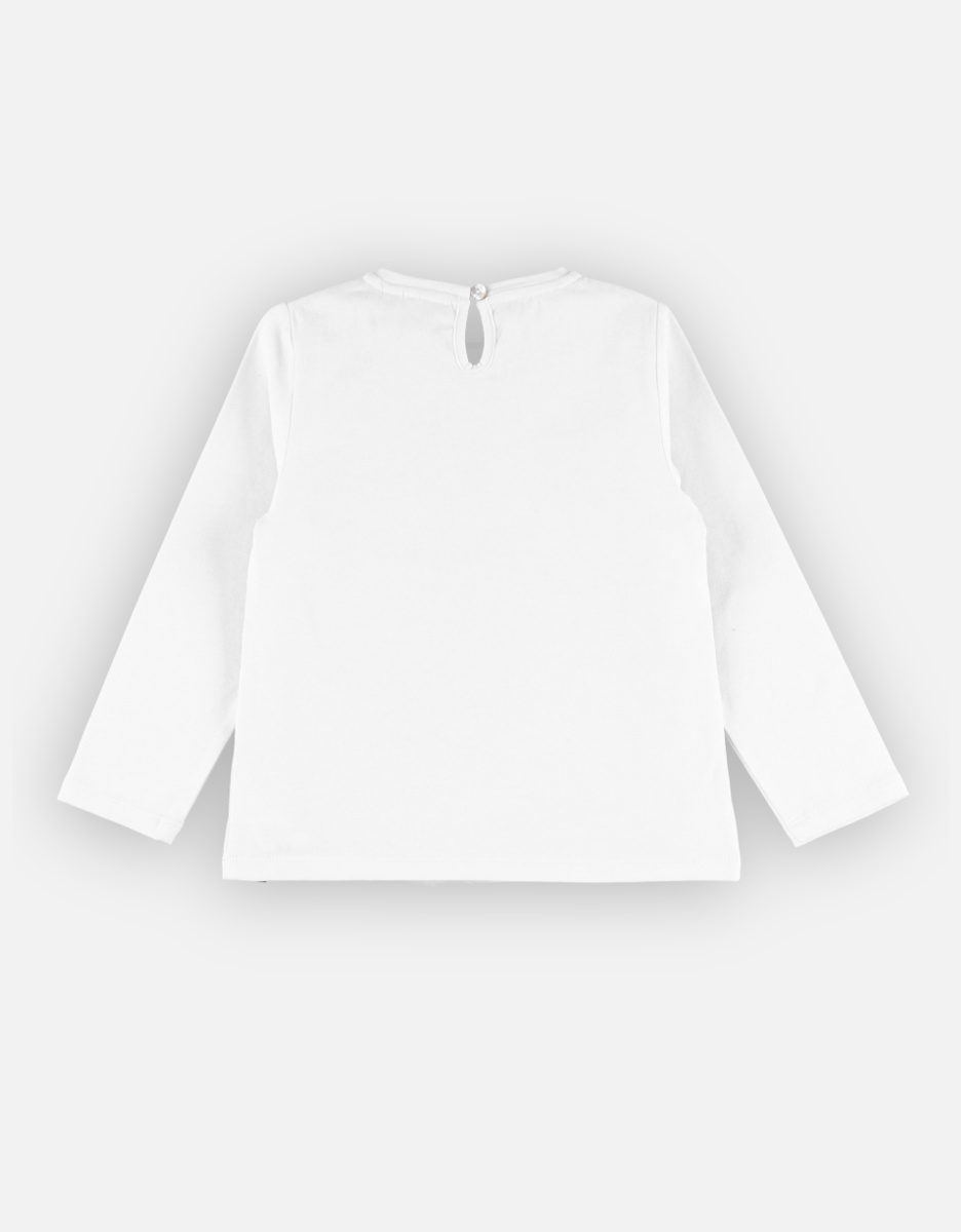 Long-sleeved t-shirt with girl print, off-white