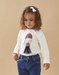 T-shirt met lange mouwen en meisjesprint, ecru