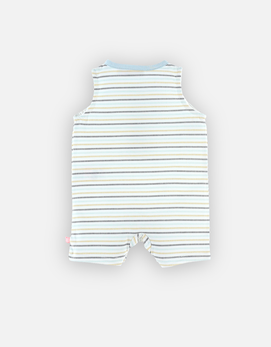 Organic cotton striped romper pyjamas, tricoloured