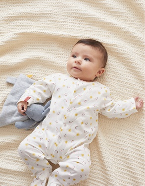 Jersey sleep-well pyjamas with prints, off-white