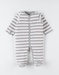 Pyjama 1 pièce rayé en jersey, écru/gris clair