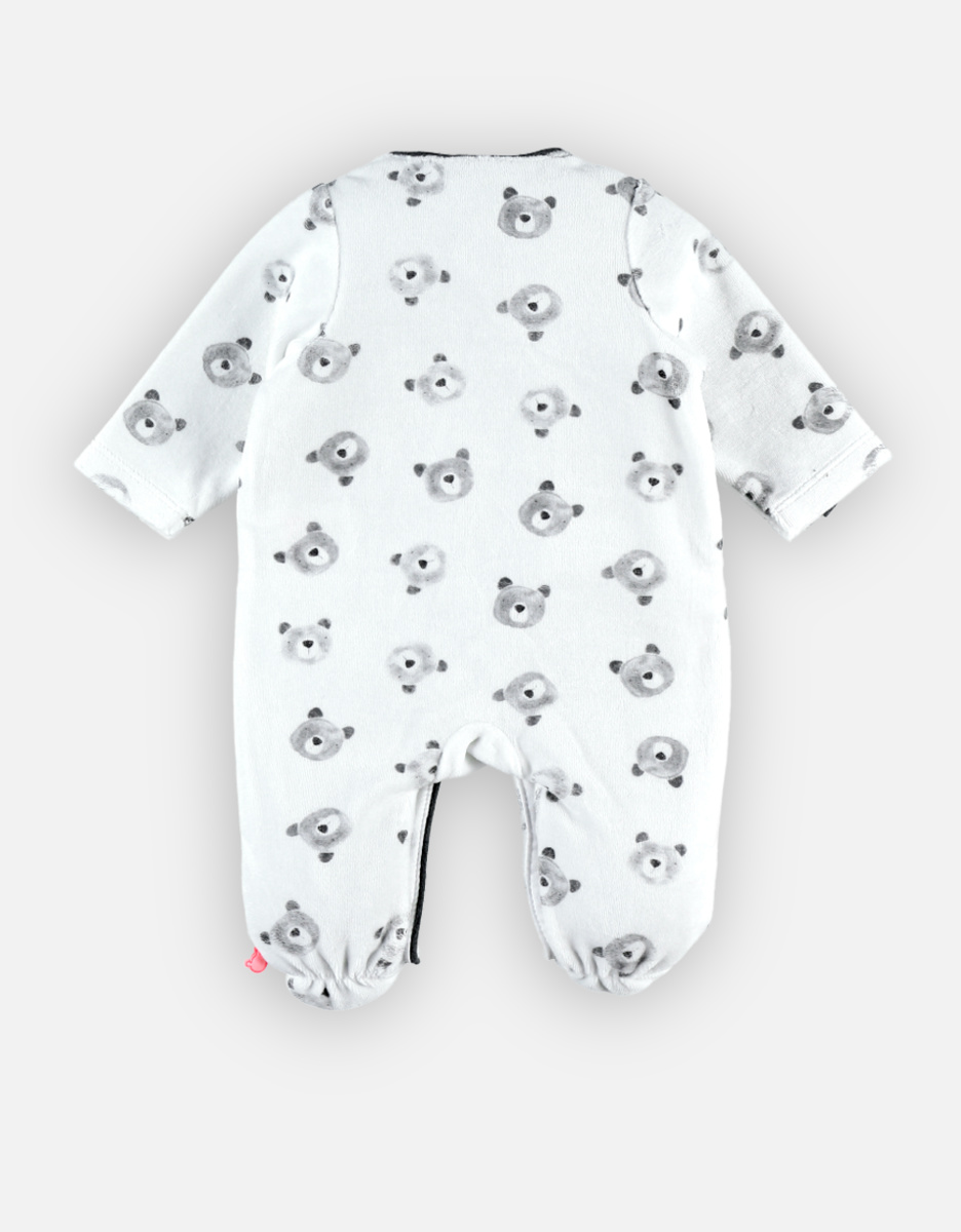 Pyjama dors-bien en velours, blanc et gris