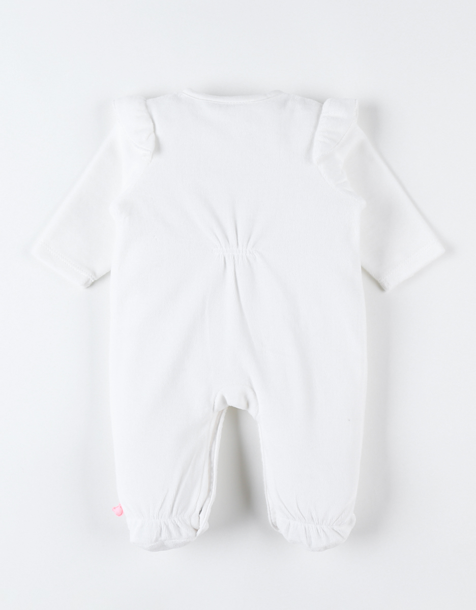 Fluwelen 1-delige pyjama met zwaluwen, ecru