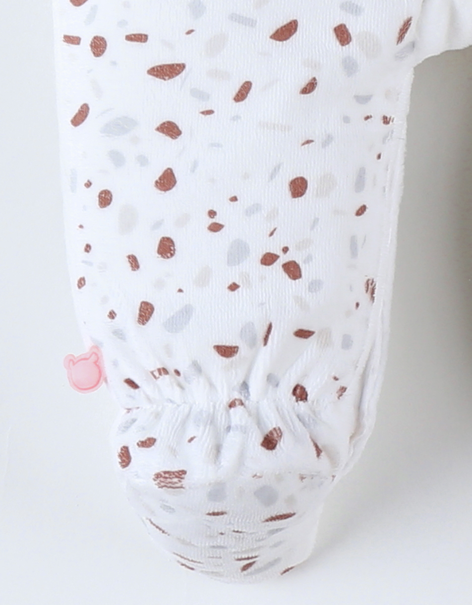 Pyjama 1 pièce Nouky terrazzo en velours, écru