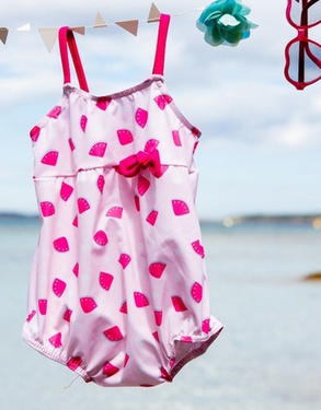 Bahamas Pink Double Protection Swimsuit With Watermelon Print