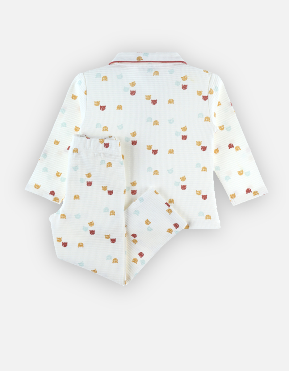 Jersey 2-piece pyjamas with prints, off-white