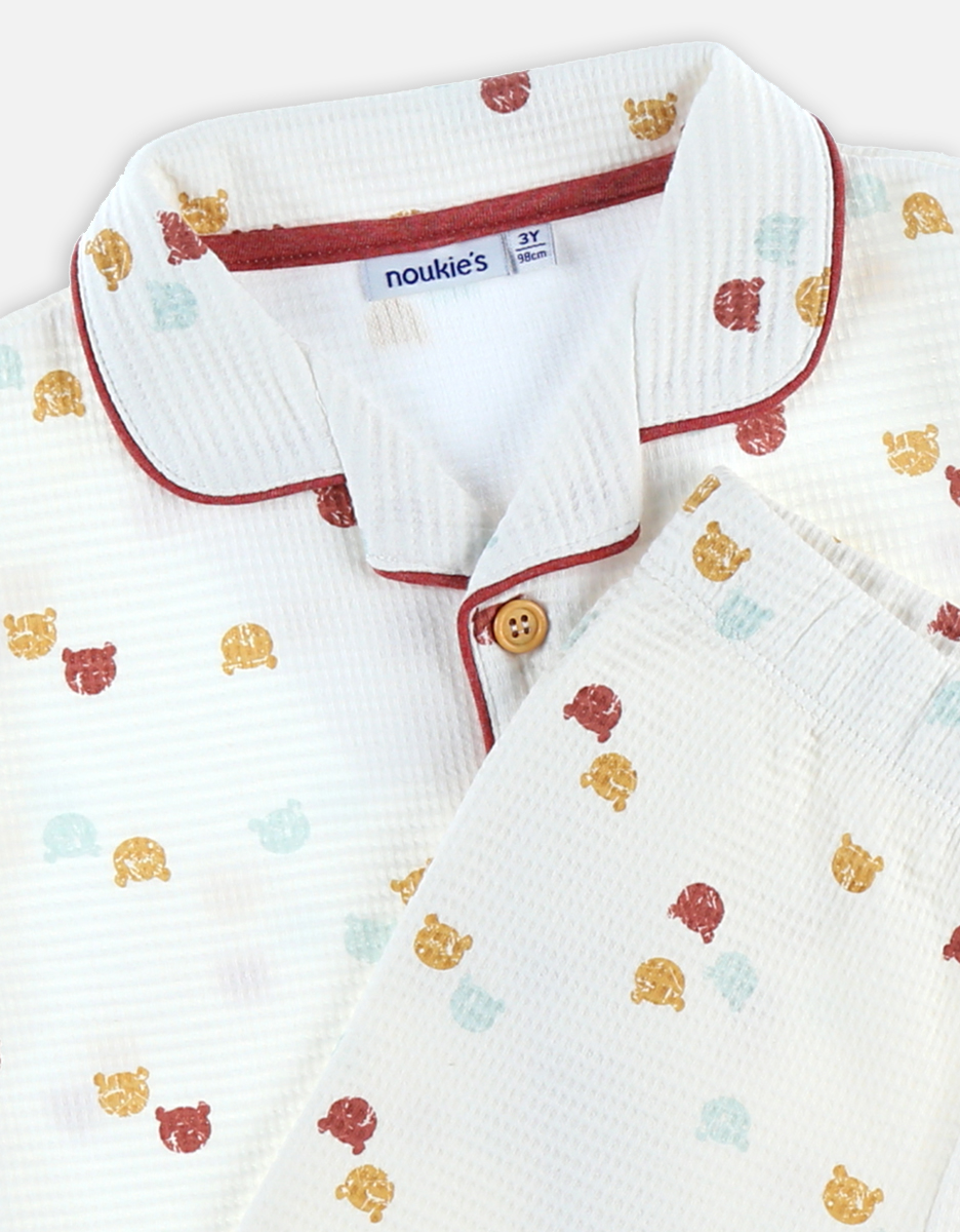 Jersey 2-piece pyjamas with prints, off-white