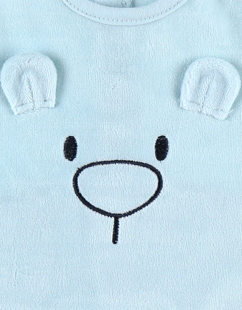 Set met 2 fluwelen pyjama's, ecru/aqua 