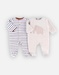 Set met 2 1-delige pyjamas, beige/karamel