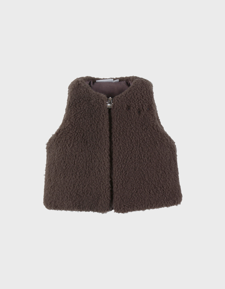 Chocoladekleurige bodywarmer in Groloudoux®
