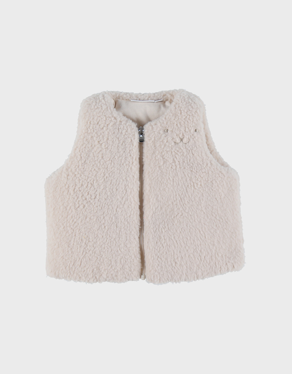 Lattekleurige bodywarmer in Groloudoux®
