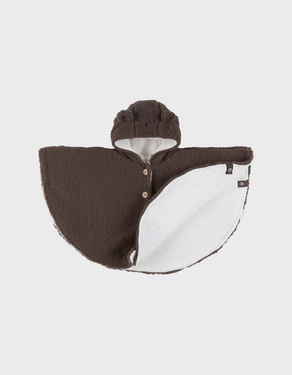 Chocoladekleurige poncho in Groloudoux®
