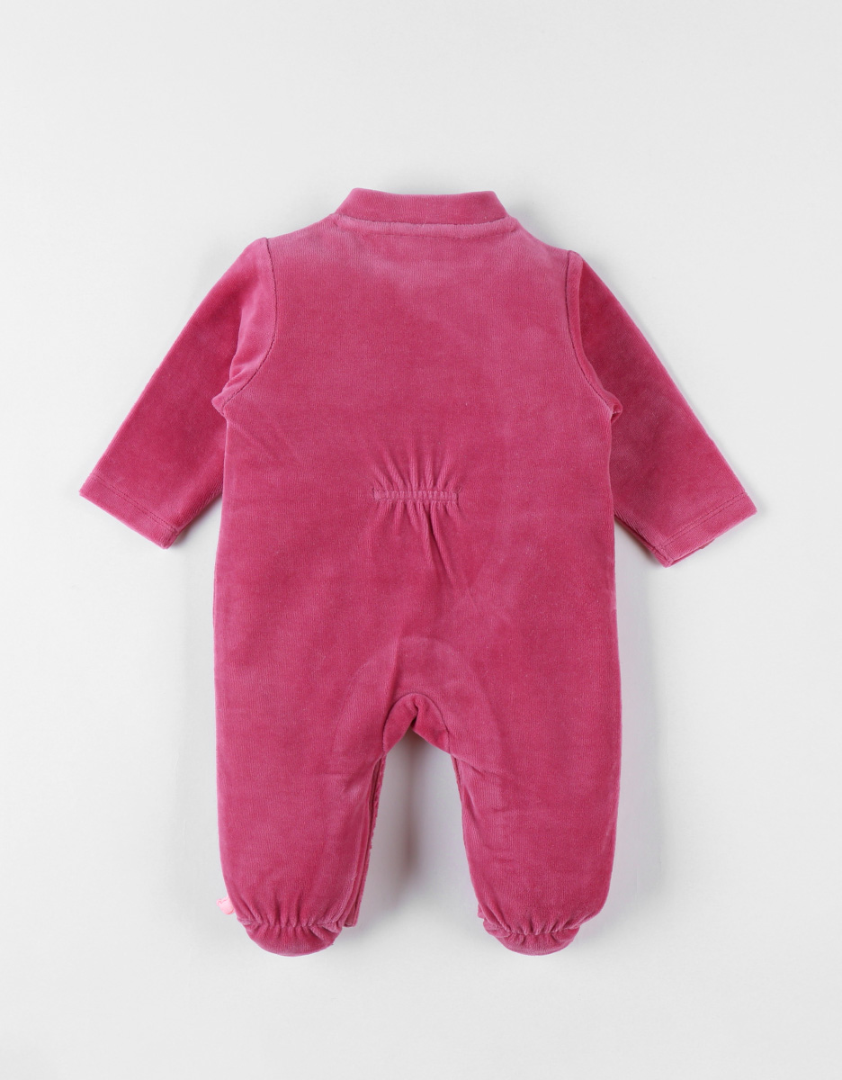 1-piece velvet pyjamas, hedgehog, fuchsia