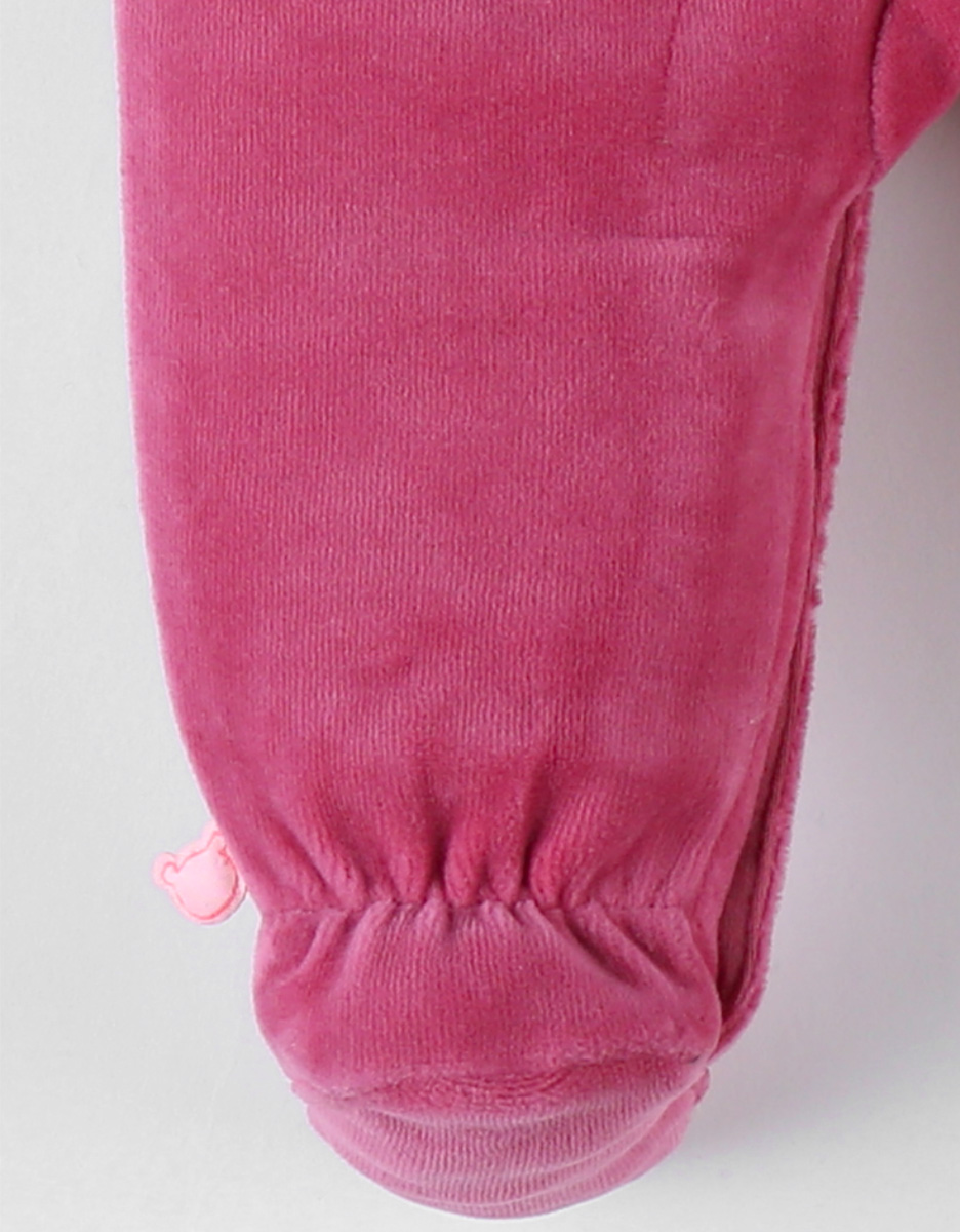 1-delige pyjama met egeltje uit fluweel, fuchsia