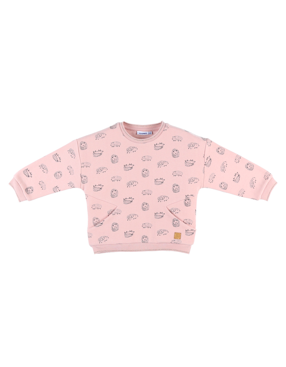 Oversized sweatshirt met egelprint, lichtroos