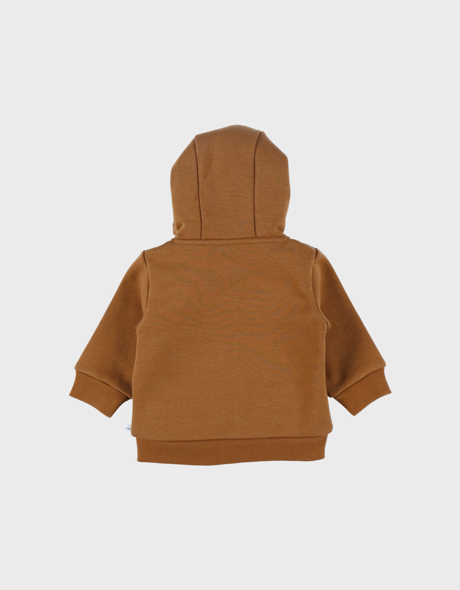 Bruin sweatshirtvest met capuchon in Sweatoloudoux®
