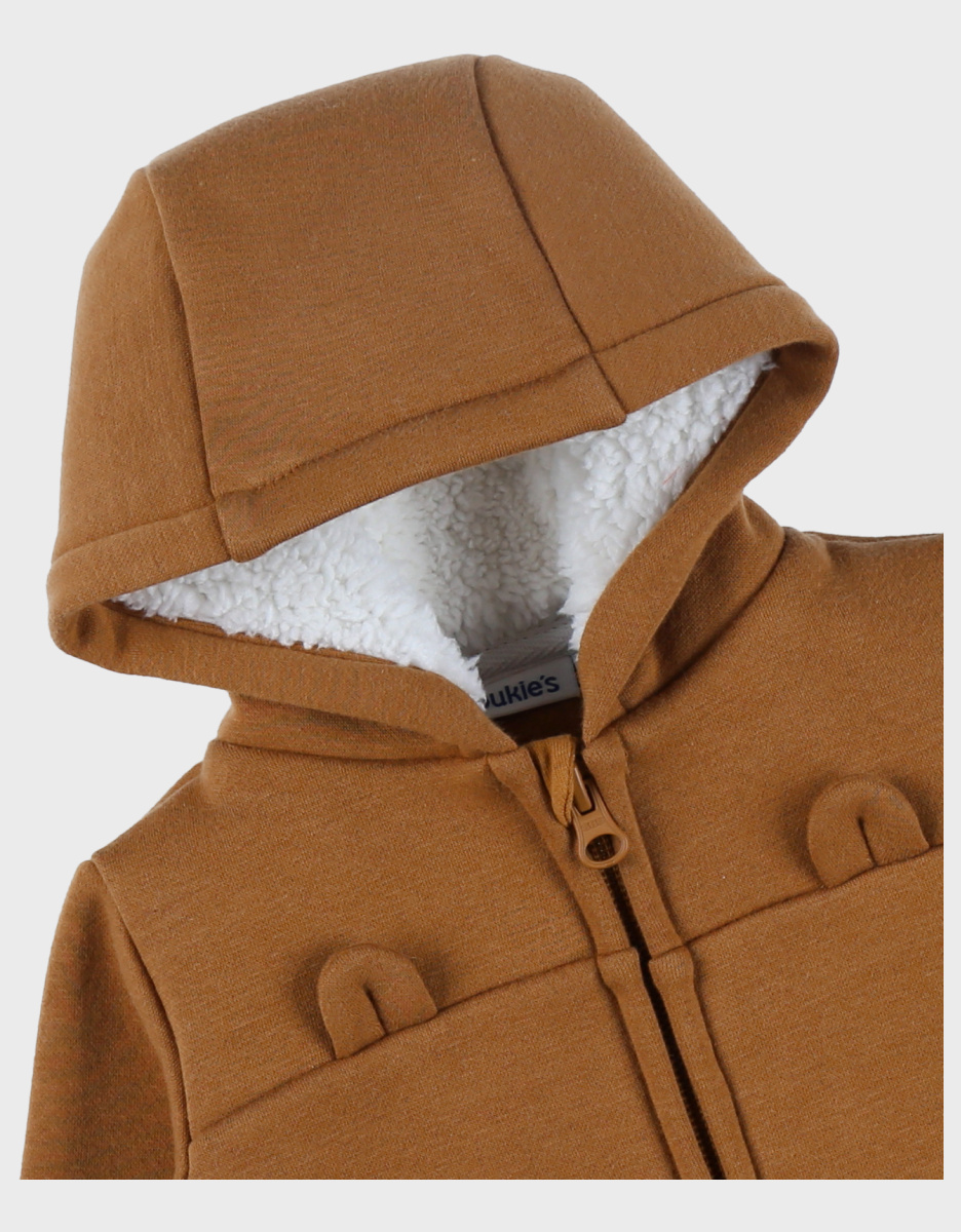 Bruin sweatshirtvest met capuchon in Sweatoloudoux®
