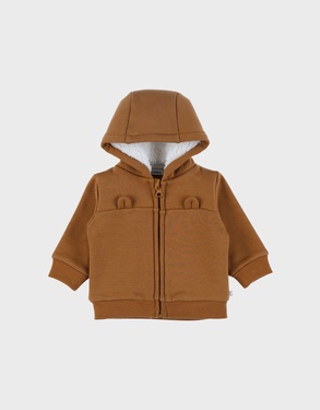 Bruin sweatshirtvest met capuchon in Sweatoloudoux®

