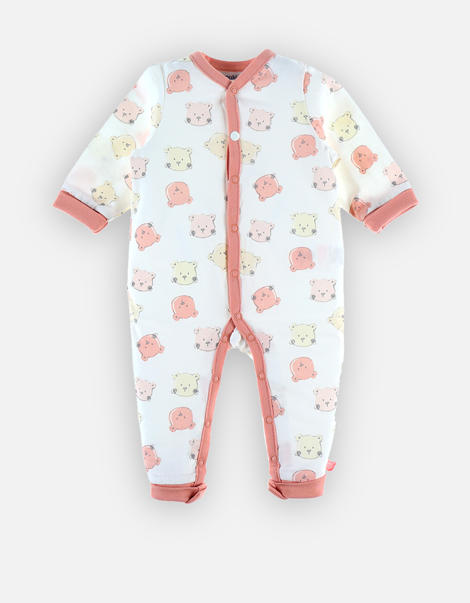 Organic cotton iconic romper pyjamas, pink